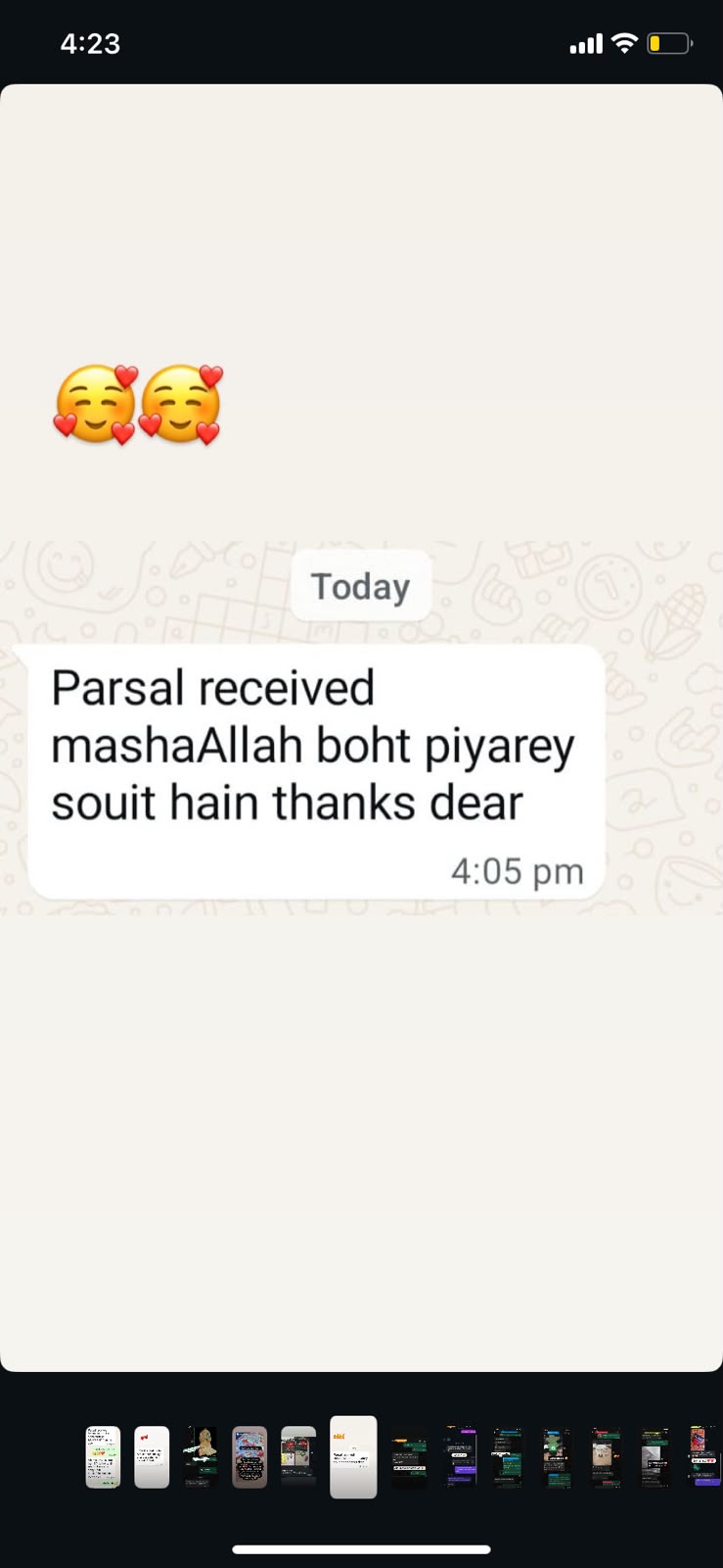 "Parcel received MashaAllah bht pyare suit hain, thanks dear"