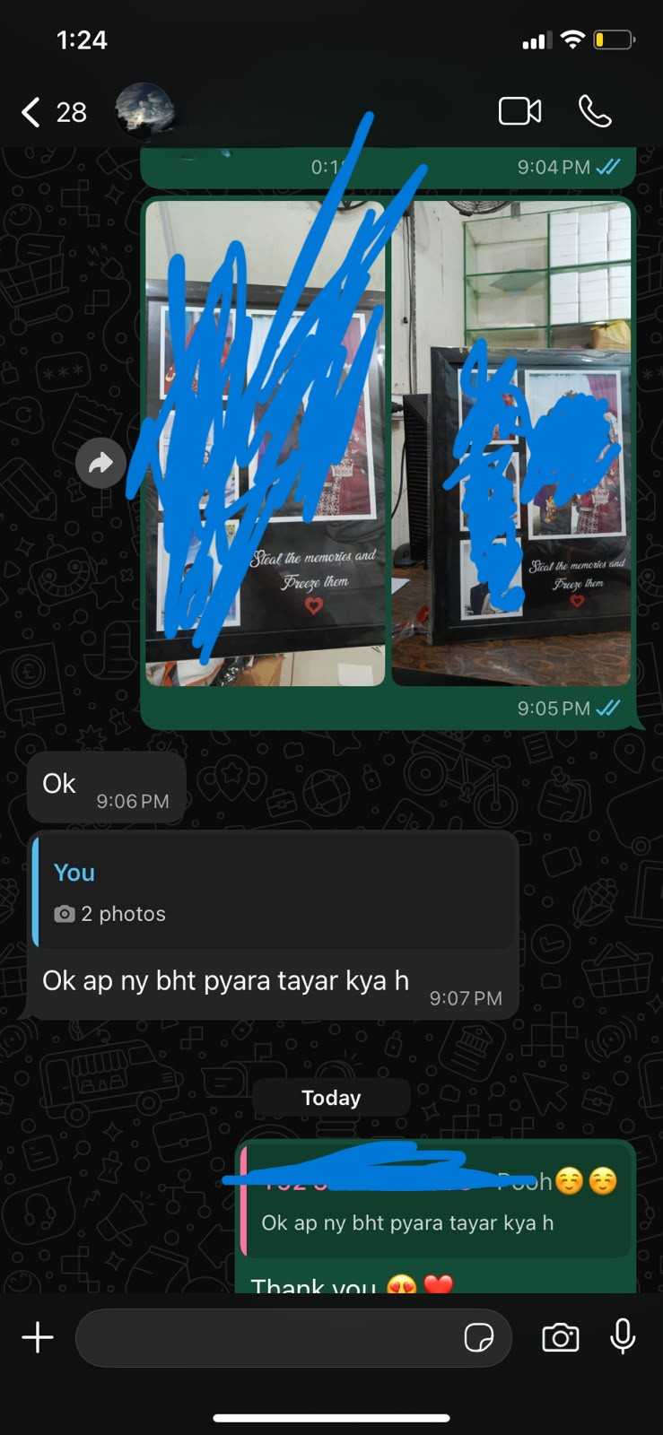 Custom photo frames — "bht pyara tayar kiya hai"