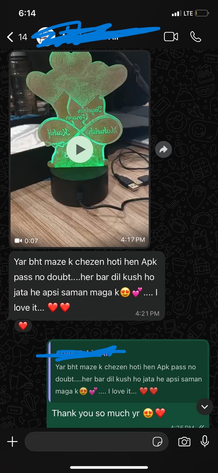 3D heart photo lamp — "har baar dil khush ho jata hai… I love it!"