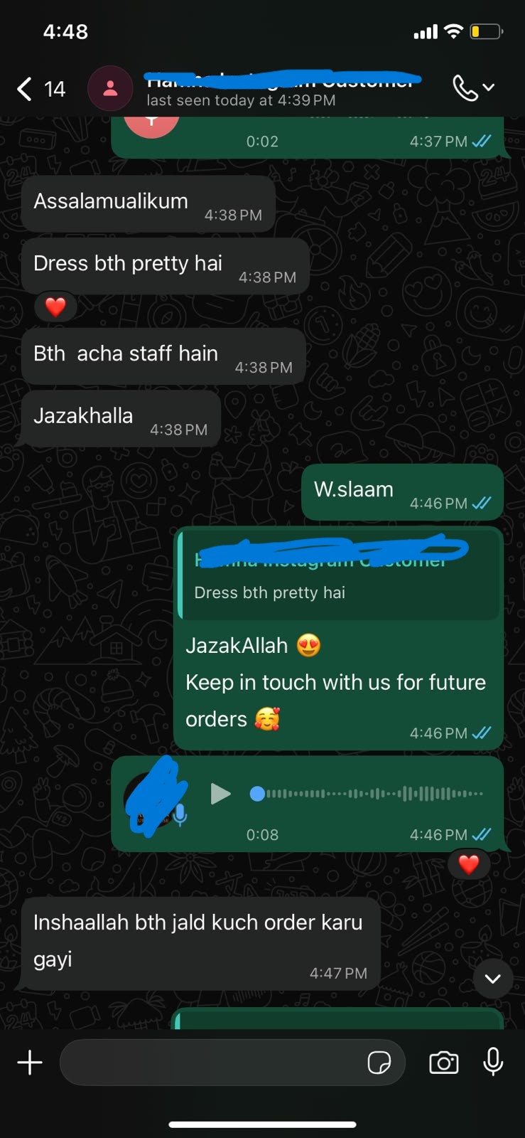 Customized dress — "Dress bht pretty hai, bht acha staff hain"